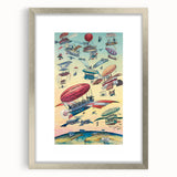 Vintage Airship Travel Poster – Retro Aerial Adventure Art