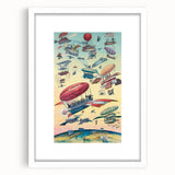 Vintage Airship Travel Poster – Retro Aerial Adventure Art