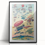 Vintage Airship Travel Poster – Retro Aerial Adventure Art