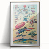 Vintage Airship Travel Poster – Retro Aerial Adventure Art