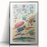 Vintage Airship Travel Poster – Retro Aerial Adventure Art