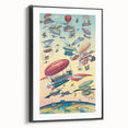 Vintage Airship Travel Poster – Retro Aerial Adventure Art