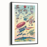 Vintage Airship Travel Poster – Retro Aerial Adventure Art