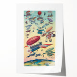 Vintage Airship Travel Poster – Retro Aerial Adventure Art