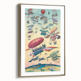Vintage Airship Travel Poster – Retro Aerial Adventure Art