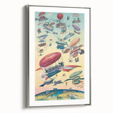 Vintage Airship Travel Poster – Retro Aerial Adventure Art