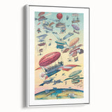 Vintage Airship Travel Poster – Retro Aerial Adventure Art
