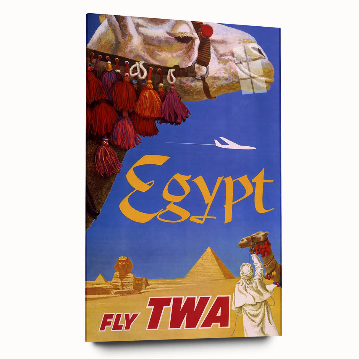 Vintage Egypt Travel Poster – Retro TWA Pyramids and Camel Art