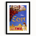 Vintage Egypt Travel Poster – Retro TWA Pyramids and Camel Art