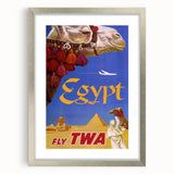 Vintage Egypt Travel Poster – Retro TWA Pyramids and Camel Art