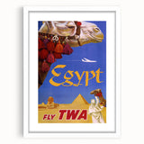 Vintage Egypt Travel Poster – Retro TWA Pyramids and Camel Art