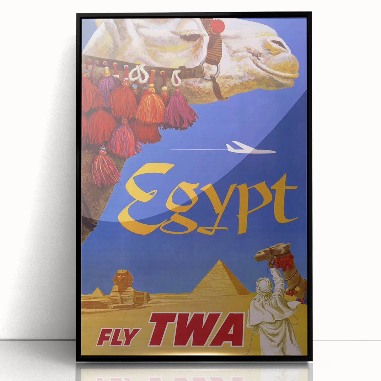 Vintage Egypt Travel Poster – Retro TWA Pyramids and Camel Art