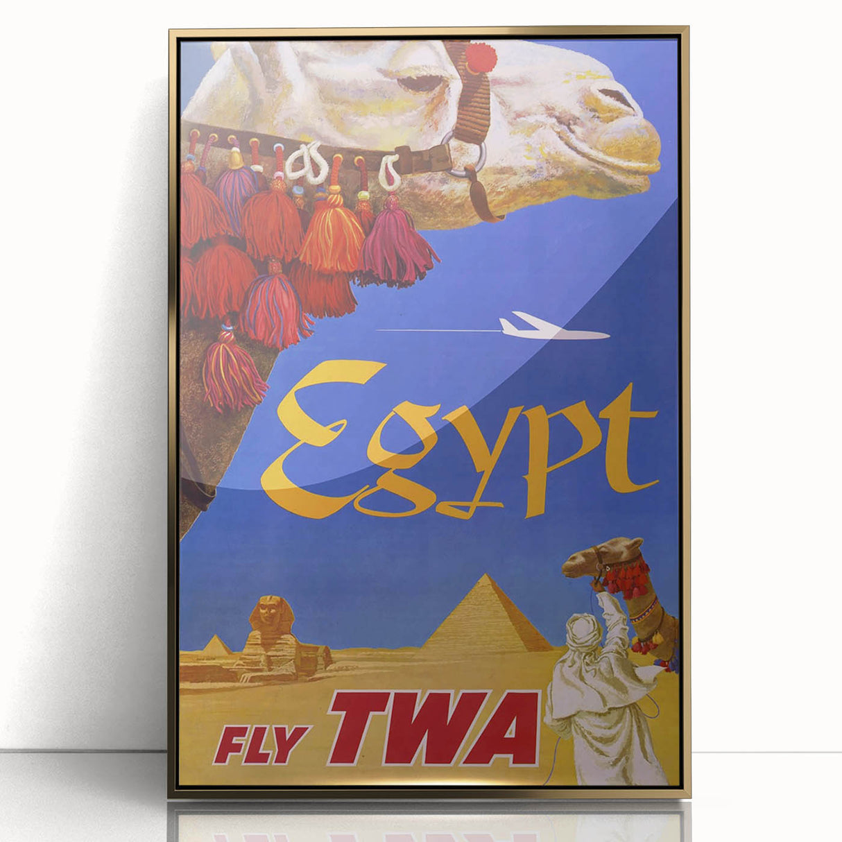 Vintage Egypt Travel Poster – Retro TWA Pyramids and Camel Art