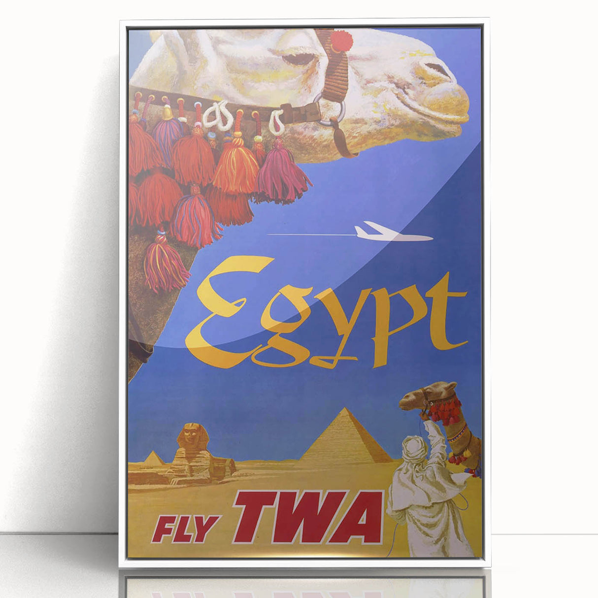 Vintage Egypt Travel Poster – Retro TWA Pyramids and Camel Art