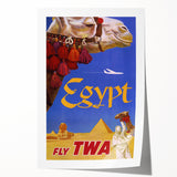 Vintage Egypt Travel Poster – Retro TWA Pyramids and Camel Art