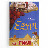 Vintage Egypt Travel Poster – Retro TWA Pyramids and Camel Art