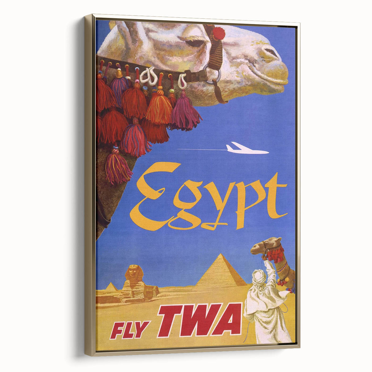 Vintage Egypt Travel Poster – Retro TWA Pyramids and Camel Art
