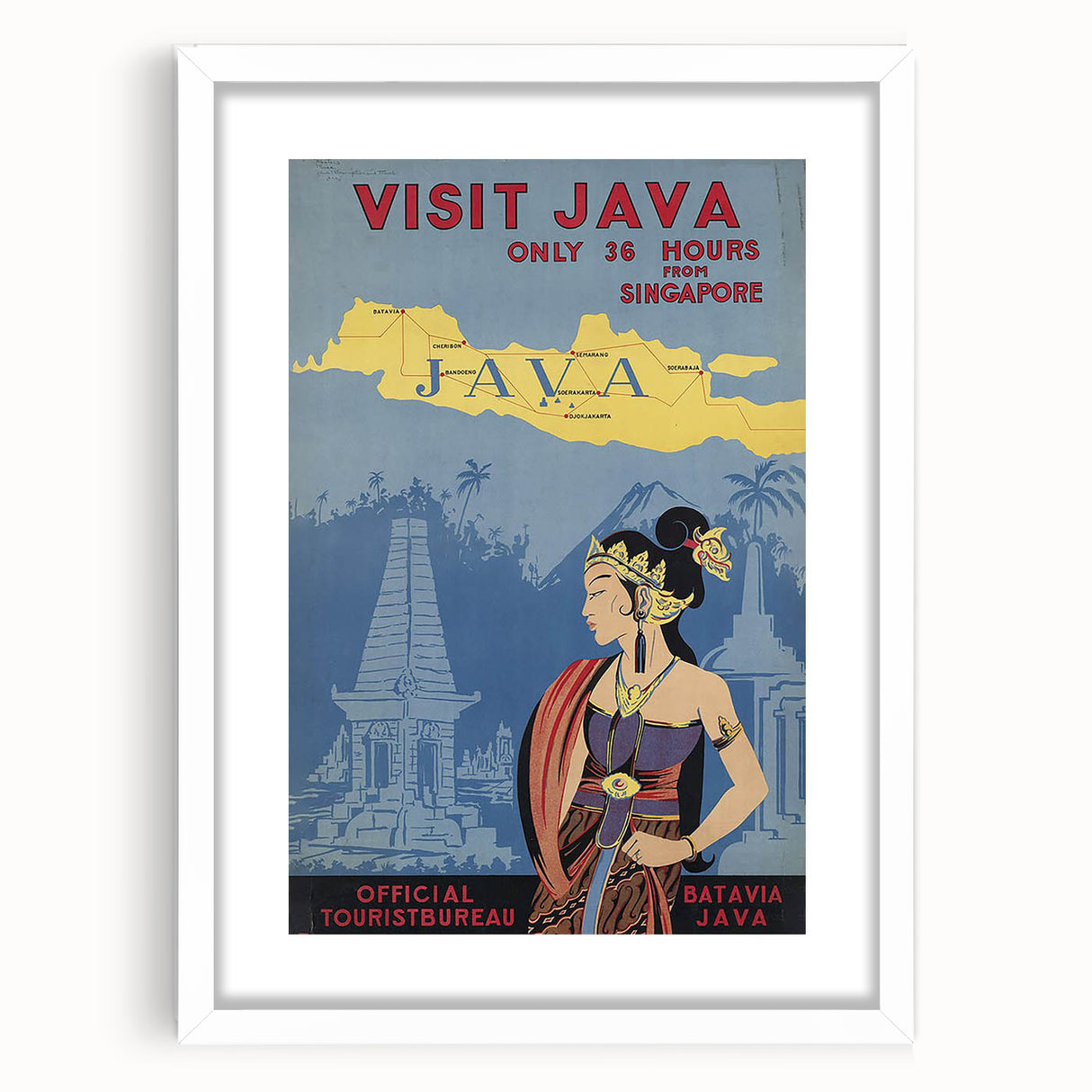 Vintage Java Travel Poster – Retro Indonesian Tourism Art