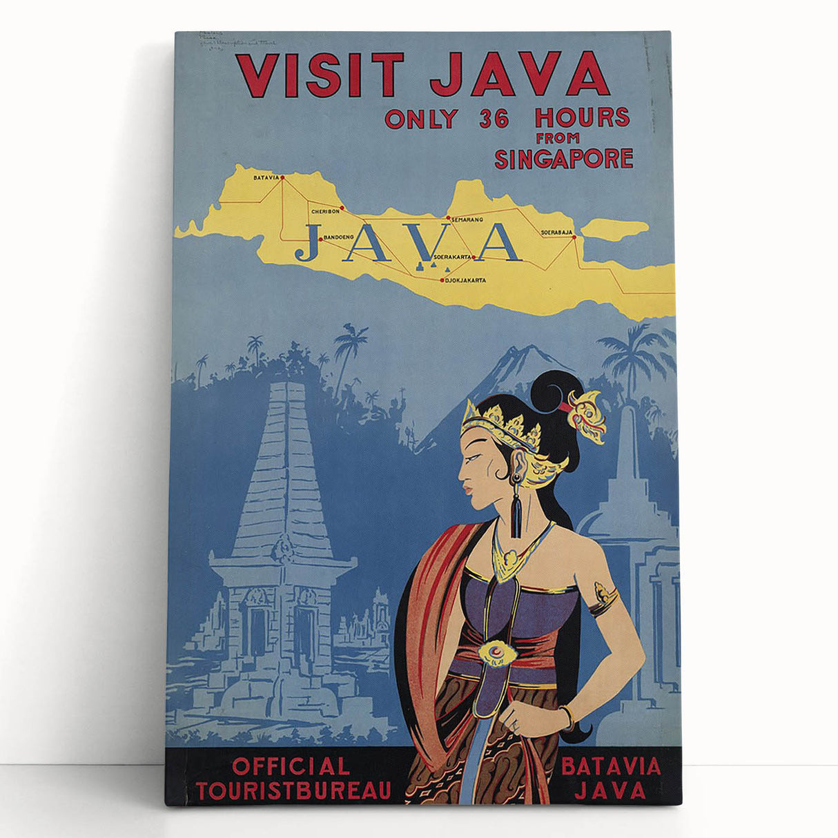 Vintage Java Travel Poster – Retro Indonesian Tourism Art