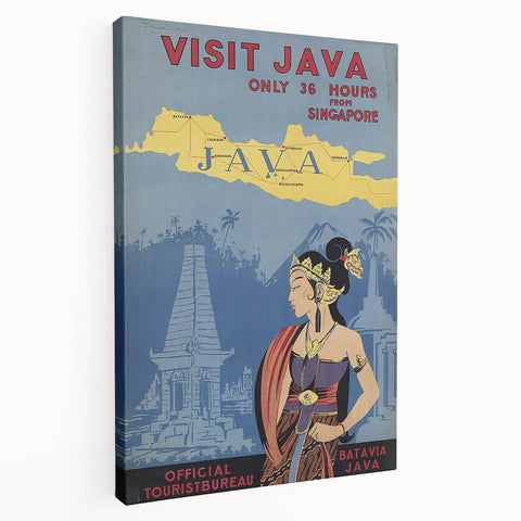 Vintage Java Travel Poster – Retro Indonesian Tourism Art