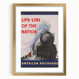 Vintage Railroad Travel Poster – Retro American Train Art