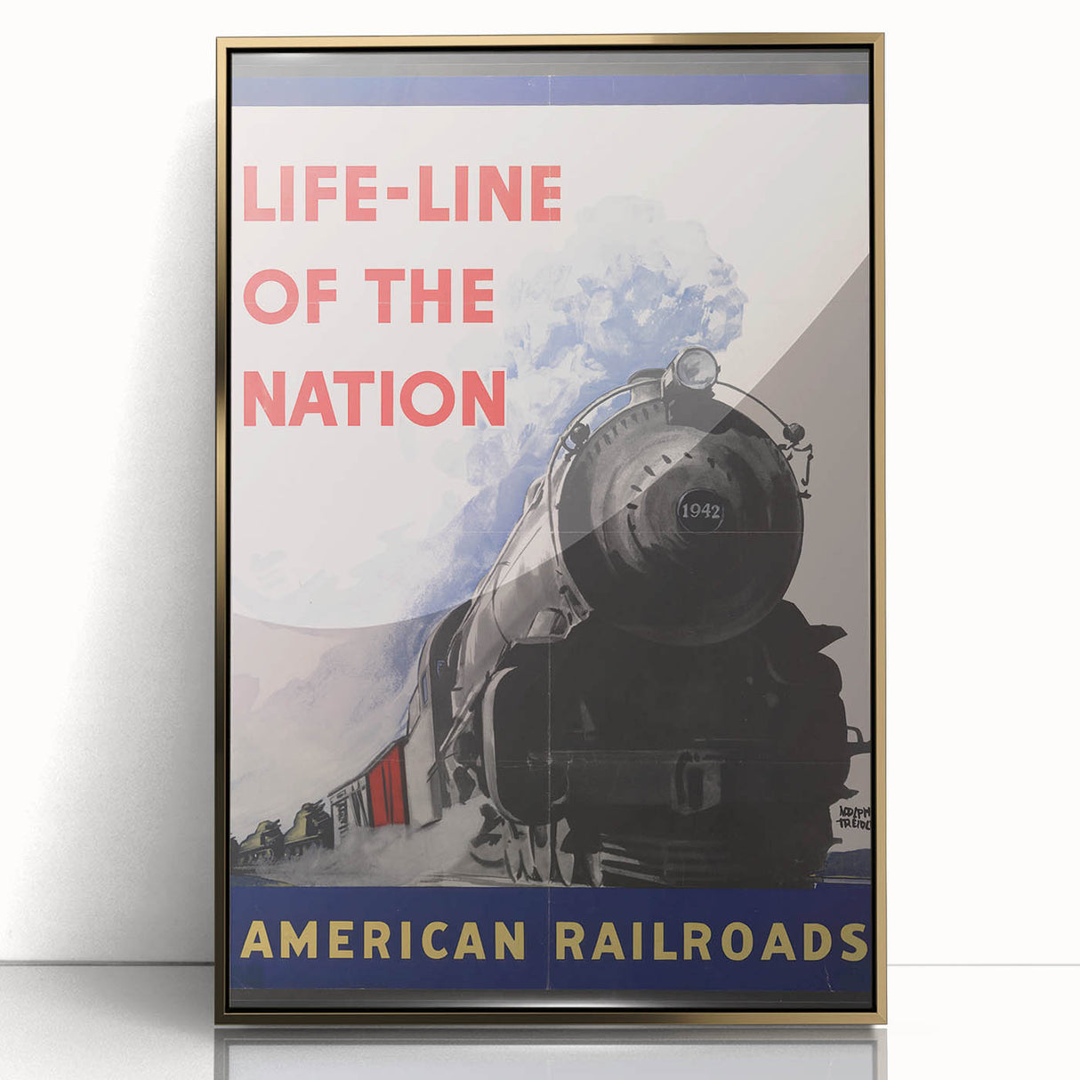 Vintage Railroad Travel Poster – Retro American Train Art
