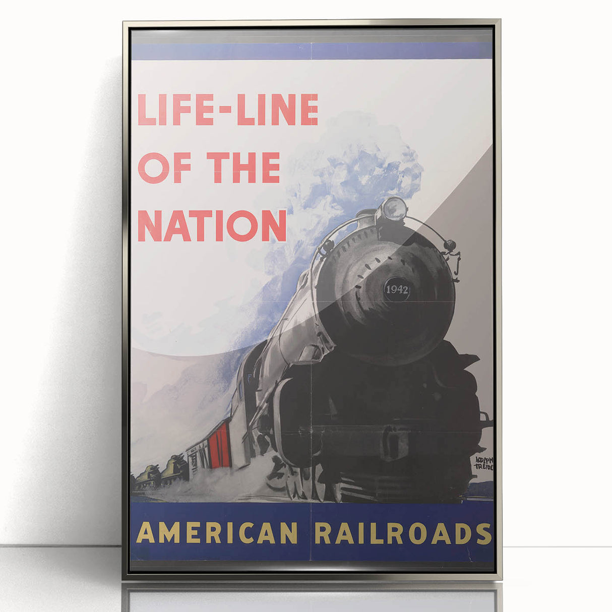 Vintage Railroad Travel Poster – Retro American Train Art