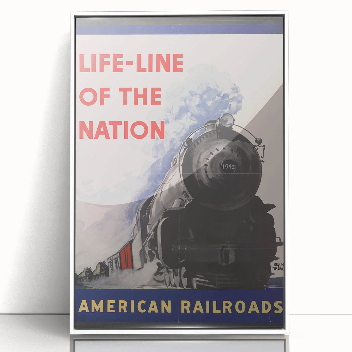 Vintage Railroad Travel Poster – Retro American Train Art