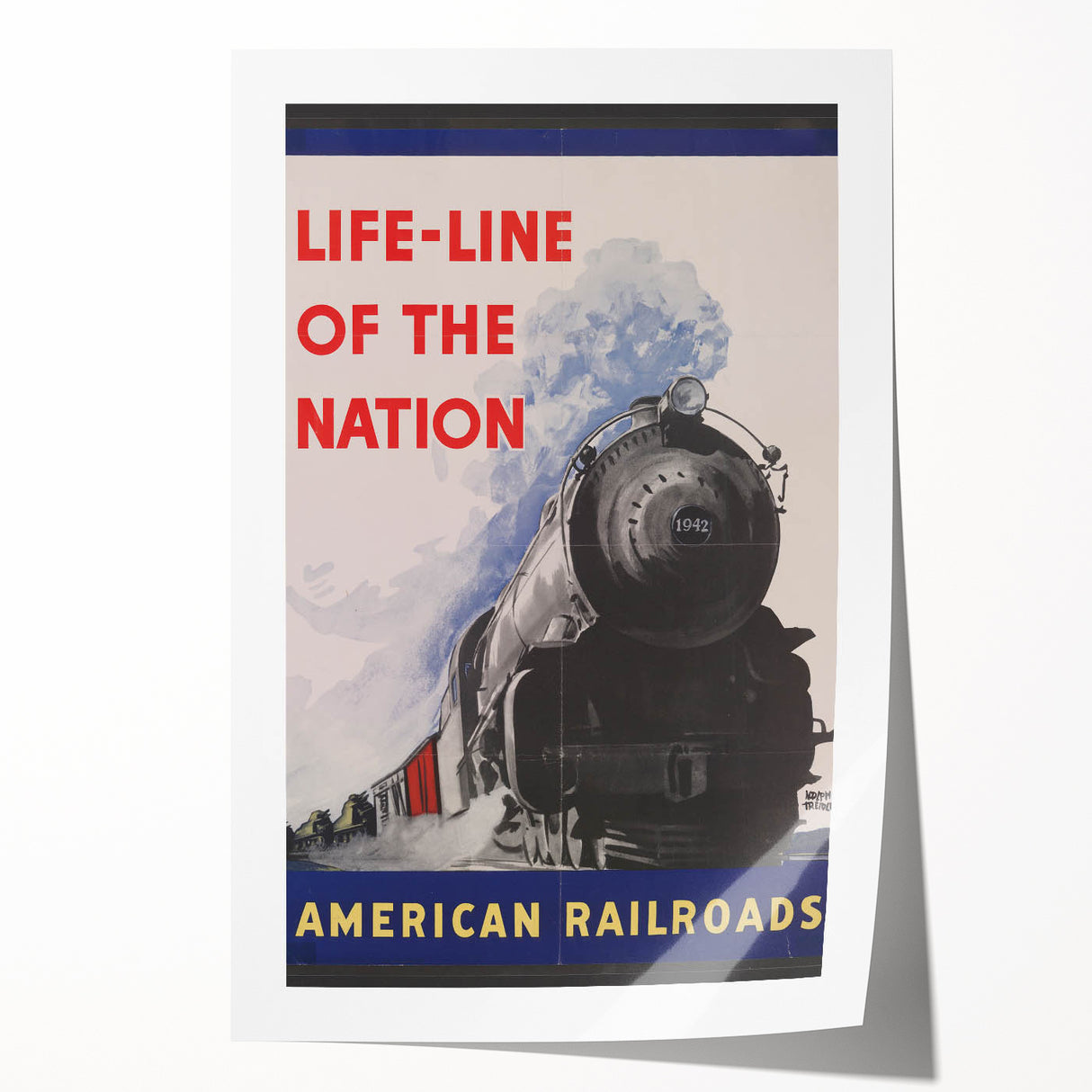 Vintage Railroad Travel Poster – Retro American Train Art