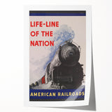 Vintage Railroad Travel Poster – Retro American Train Art