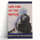 Vintage Railroad Travel Poster – Retro American Train Art