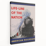 Vintage Railroad Travel Poster – Retro American Train Art