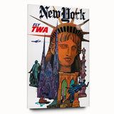 Vintage New York Travel Poster – Retro TWA Statue of Liberty Art