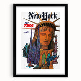 Vintage New York Travel Poster – Retro TWA Statue of Liberty Art