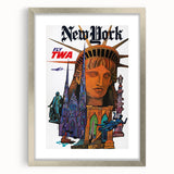 Vintage New York Travel Poster – Retro TWA Statue of Liberty Art