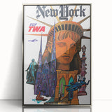 Vintage New York Travel Poster – Retro TWA Statue of Liberty Art