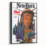 Vintage New York Travel Poster – Retro TWA Statue of Liberty Art