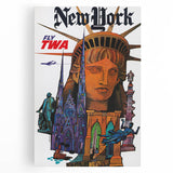 Vintage New York Travel Poster – Retro TWA Statue of Liberty Art