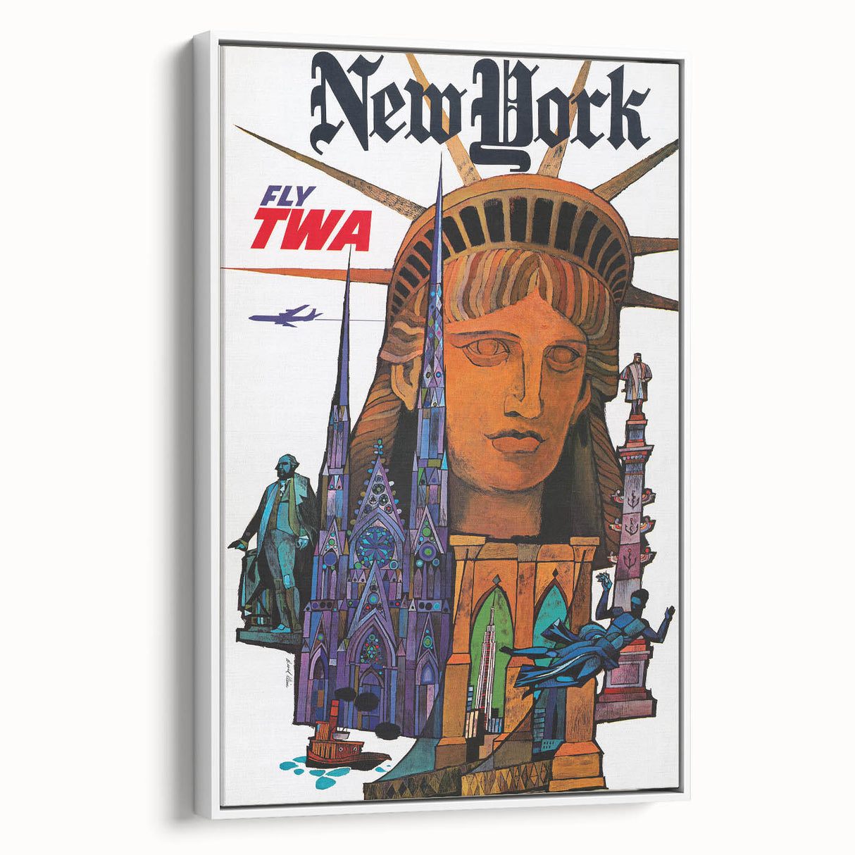 Vintage New York Travel Poster – Retro TWA Statue of Liberty Art
