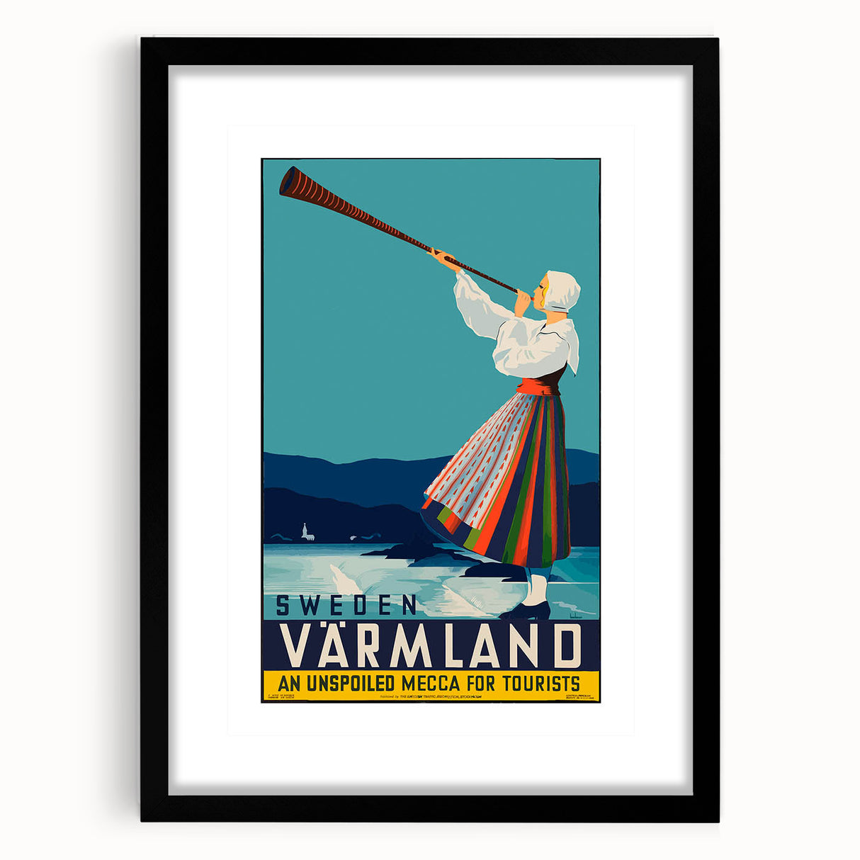 Vintage Sweden Värmland Travel Poster – Retro Nordic Wall Art
