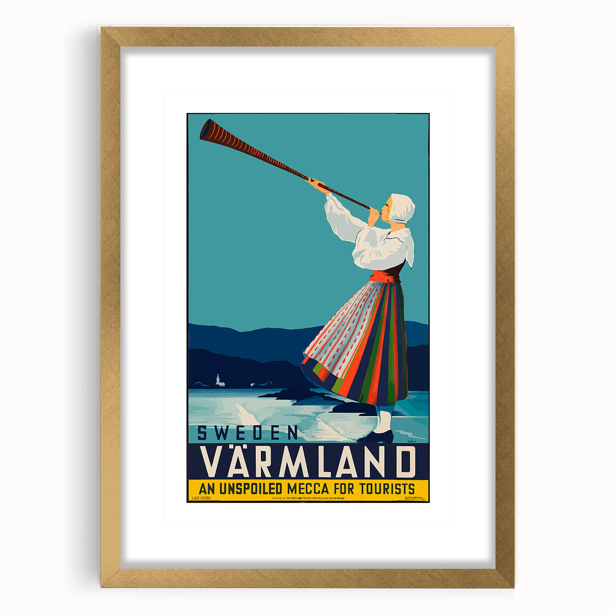 Vintage Sweden Värmland Travel Poster – Retro Nordic Wall Art