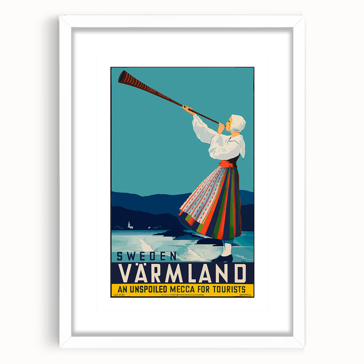 Vintage Sweden Värmland Travel Poster – Retro Nordic Wall Art