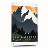 Vintage Montana Travel Poster – Retro See America Wall Art Print