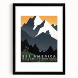 Vintage Montana Travel Poster – Retro See America Wall Art Print