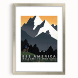 Vintage Montana Travel Poster – Retro See America Wall Art Print
