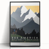 Vintage Montana Travel Poster – Retro See America Wall Art Print