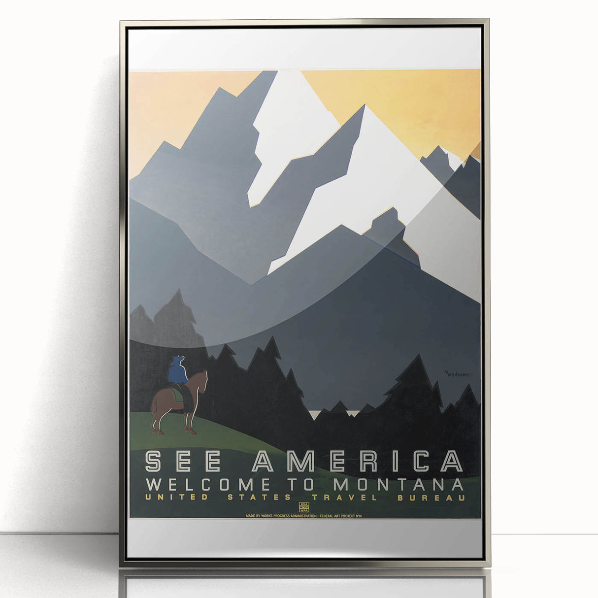 Vintage Montana Travel Poster – Retro See America Wall Art Print