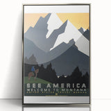 Vintage Montana Travel Poster – Retro See America Wall Art Print
