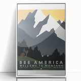Vintage Montana Travel Poster – Retro See America Wall Art Print