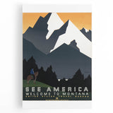 Vintage Montana Travel Poster – Retro See America Wall Art Print